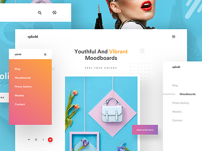 Moodboard website presentation & M-web cards gradient interaction landing page menu mobile ui moodboard photo portfolio ui ux website