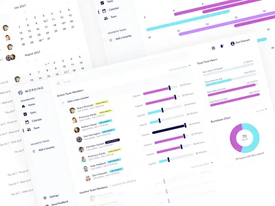 Team Dashboard UI app calendar capacity clean dashboard desktop light minimal team ui web web app