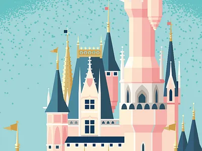 Florida Castle bold cartoon castle cinderella disney disney world geometric illustration retro stipple vintage