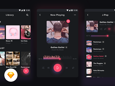 Freebie .sketch Miumiusic App android app dailyui dark freebie freebies glow music player sketch ui ux