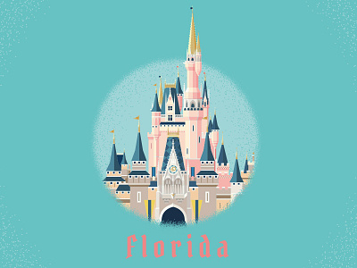 Florida Castle bold cartoon castle cinderella disney disney world florida geometric illustration retro stipple vintage