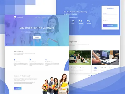 Edu Cafe Shot clean design course selling website education website gradient