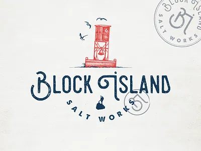 Logo for Block Island Salt Works (v.2) artisan branding hand drawn logo rustic vintage