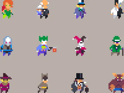 Mini Rogues Gallery batman pixel art
