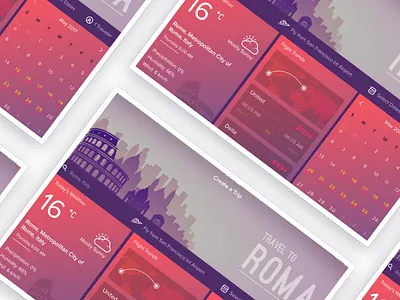 Trips App - Create a Trip V01 booking flight hangout menu mobile paris party rome slider travel trip ui