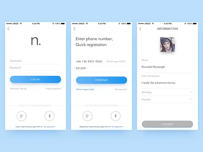 Login registration page app data register signin ui