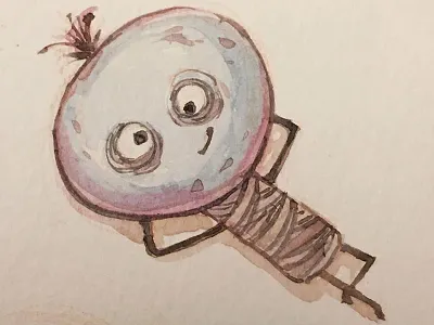 Dark circles creature character design childrens book cute fun watercolor