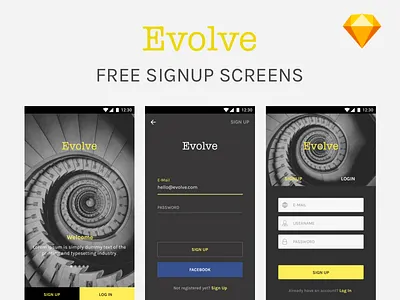 Freebie - Sign Up screens android free mock up freebie ios login mockup signup sketch ui us ux