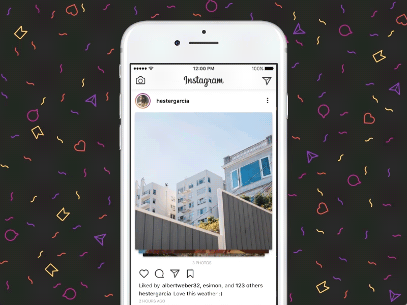 Instagram Image Slider 072 app dailyui design details image slider instagram interface ios post swipe ui