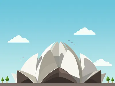 Lotus Temple India building heritage illustration india lotus temple monument temple travel vector