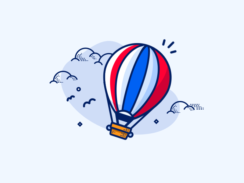 The default diagram［Play］ air balloon blue gif hot illustrations play
