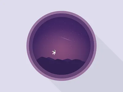Space Traveller astronaut hills illustration illustrator pink purple space stars vector