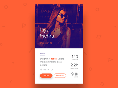 Profile Card UI android app dailyui flat freelancer invite minimal mobile profile ui ux