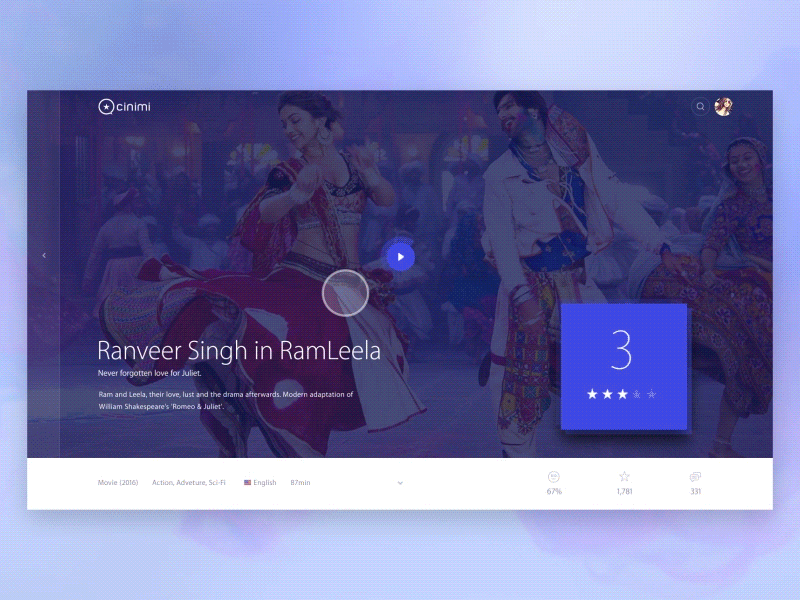 Cinimi: Opening transition ae after effects animation design gif landingpage movie scroll ui ux