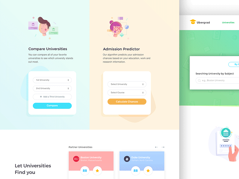 Universities education landing students ui universities ux