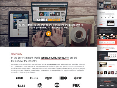 New Landing page Storyrocket colors film flat interface landing minimal rocket startup user webdesign white