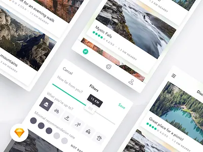 Harmony UI Kit - Filters app cards concept filters free freebie location mobile sketch slider ui