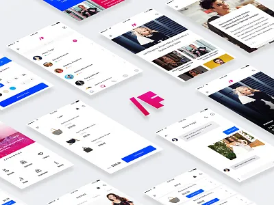 /F Fashion App UI Kit app blog categories clean fashion kit minimal pink reader sketch template ui