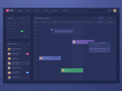 Internal Fitness Club Management Dashboard agenda application calendar dashboard fitness interface manager task ui ux webapp zajno