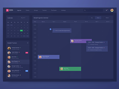 Internal Fitness Club Management Dashboard agenda application calendar dashboard fitness interface manager task ui ux webapp zajno