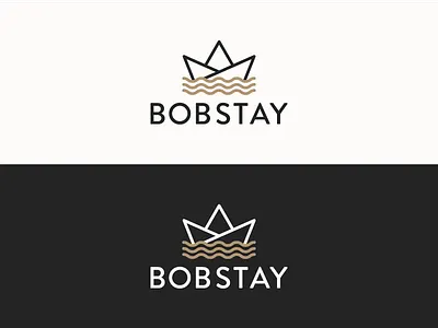 Bobstay Logo boat brand branding icon identity logo logotype nautical paper boat sea ship waves