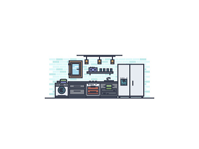 Modern Kitchen Illustration decoration design designer drawing flat design graphic graphic design icons illustration minimal scenery vector