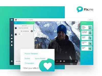 Fix.me chat conferencing dashboard fitness health ui ux video vossier