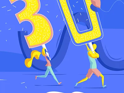 30's Birthday - Zoom ! 30 birthday card gift happy illustrator invitation little people