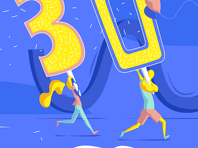 30's Birthday - Zoom ! 30 birthday card gift happy illustrator invitation little people