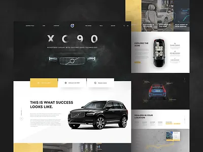 Volvo landing page concept black car interface landing page ui ux webdesign website yellow