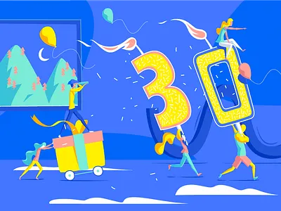 30's Birthday ! 30 birthday card gift happy illustrator invitation little people