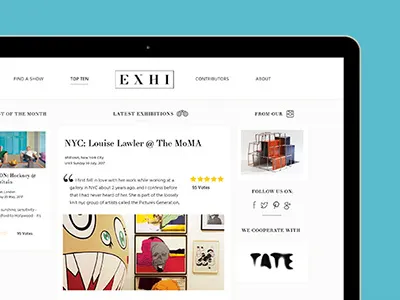 Exhi Art art london minimal omdesign website white