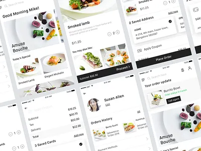 Food Delivery app UI Kit app delivery food kit minimal ui white