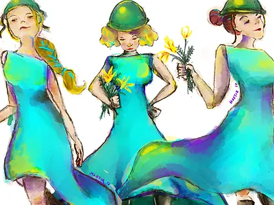 Wedding Soldiers bridesmaids illustration wedding