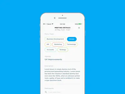 Meeting Details app meetings minimal mobile ui ux