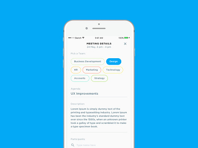 Meeting Details app meetings minimal mobile ui ux