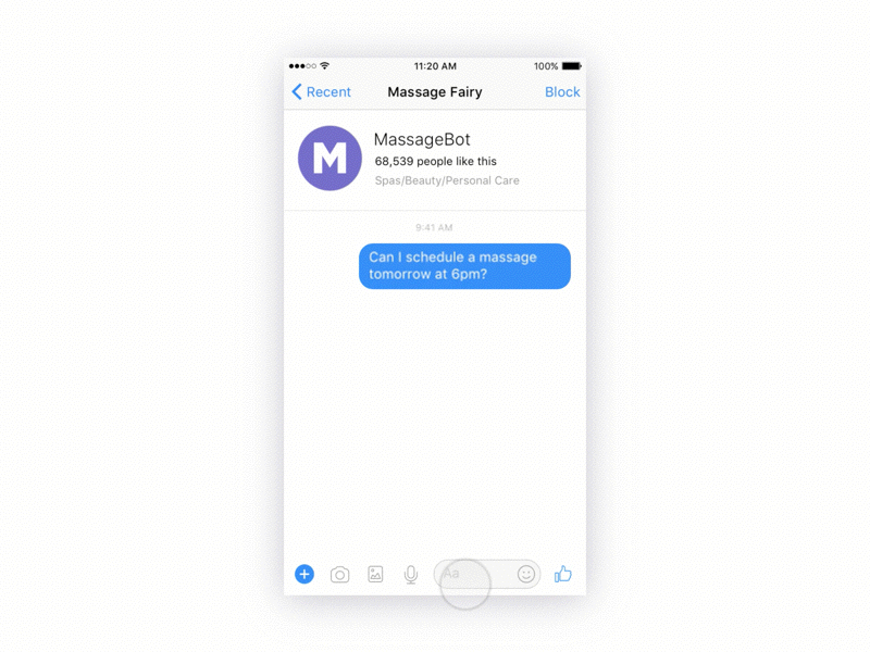Order Chatbot | MassageBot ai bot chat chatbot commerce conversational facebook messenger order principle ux