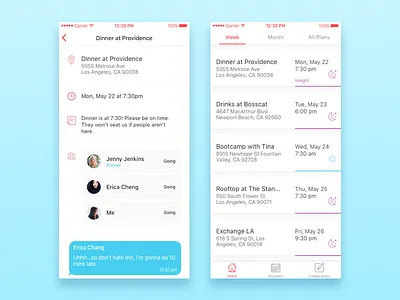 Plans App iOS app calendar event organizer interaction design ios iphone light ui mobile product design task ui
