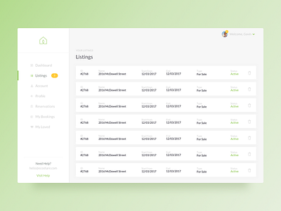 Dashboard List admin app clean dashboard design estate interface list modern ui ux web