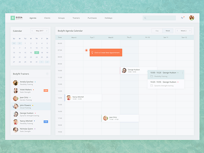 Internal Fitness Club Management Dashboard agenda application calendar dashboard fitness interface manager task ui ux webapp zajno