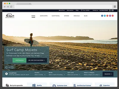 New Puresurfcamp.com experience interface photography puresurfcamp surf surf camp ui ux website