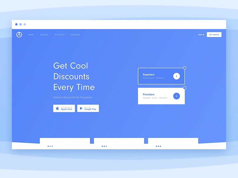 CartQue - Home Page blue framerjs gif healthcare home page manufacturer medical medicine providers simple ui ux