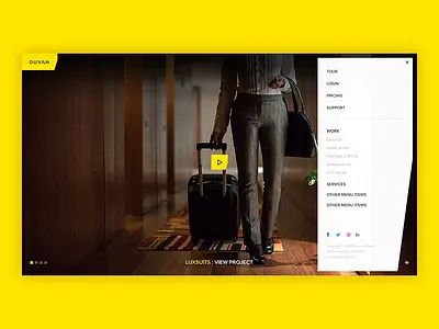 Menu clean design menu responsive simple template web website yellow