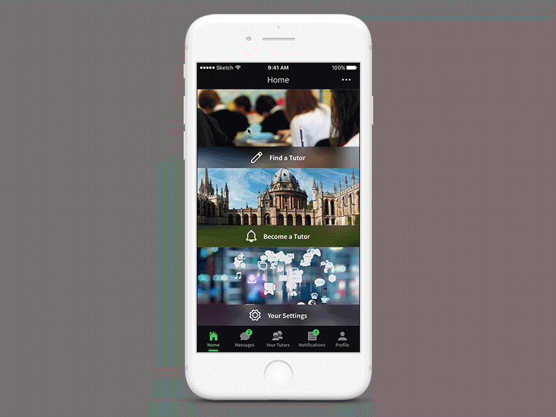 Tutor App Transitions animation design flinto gif ios iphone motion prototype sketch tutor ui ux