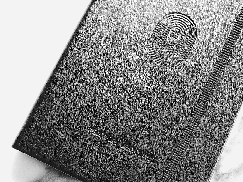 Human Ventures Notebook deboss fingerprint human ventures notebook printing venture capital