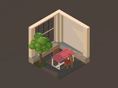 Room #13 3d blender isometric low poly room vr