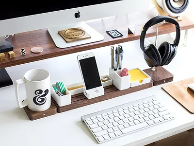 Gather Desk Organizer desk gather grid industrial design minimal modular organizer product ugmonk workspace