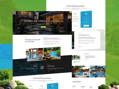 Landscape Website branding company design flat landing landscape landscaping page pool ui ux web