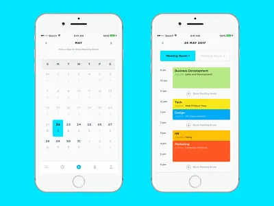 Month and Day Schedule app meetings minimal mobile ui ux