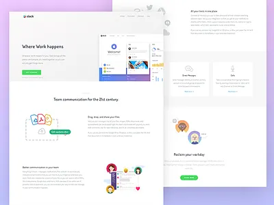 Slack landing page redesign landing page product redesign slack software startup thesaas webapp
